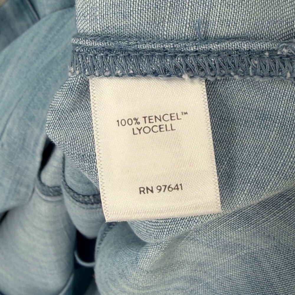 J. Jill Denim Light Wash Tencel Button Front Maxi Dress Short Sleeve Blue S - Picture 10 of 11